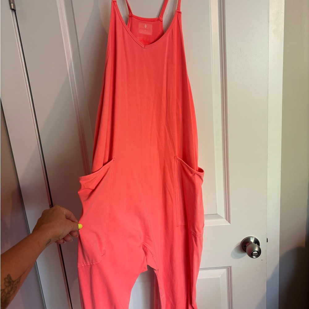 Coral Sleeveless Jumpsuit with Pockets
